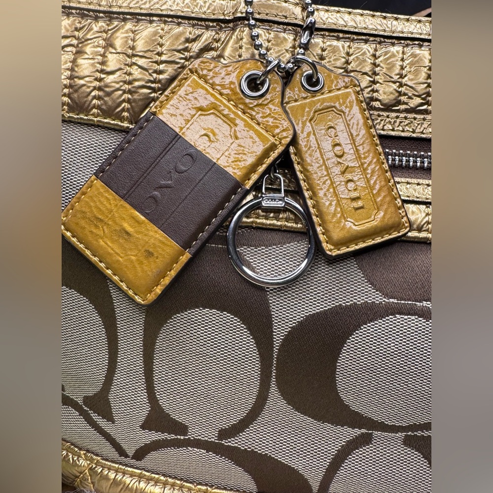 Coach Poppy Signature Quilted Metallic Tote - Picture 5 of 14